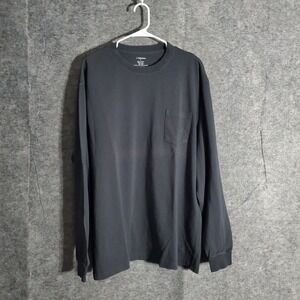 J Peterman Pocket TShirt Men XL Gray Long Sleeve 100% Cotton Casual Comfort Wear